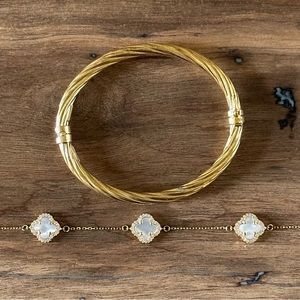 Set of Designer Inspired Bracelets | Gold Plated Hinged Bangle | Floral Motif